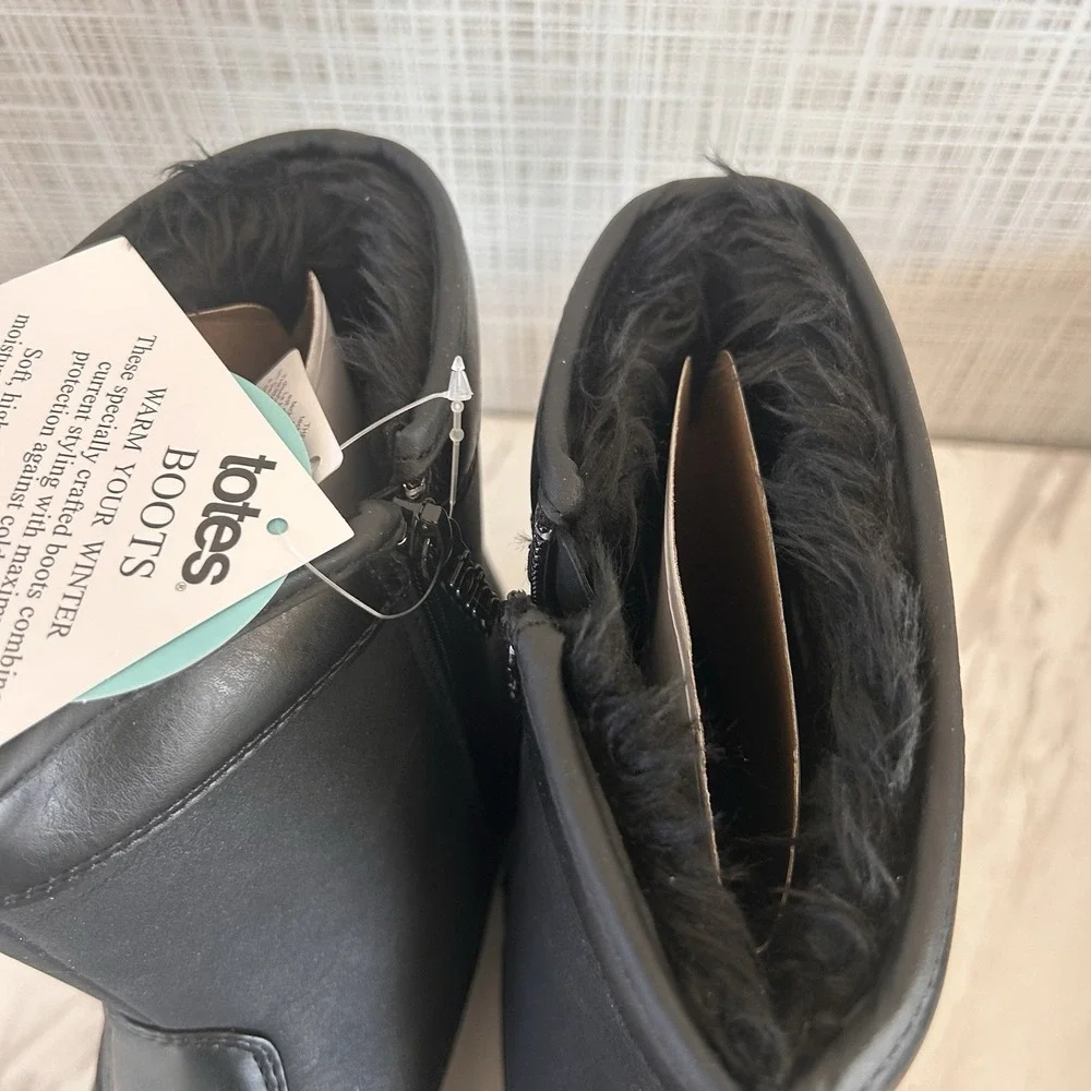 Totes Stadium Weather Boot Black Mens Sz 11M Thermolite Waterproof Zipper Warm